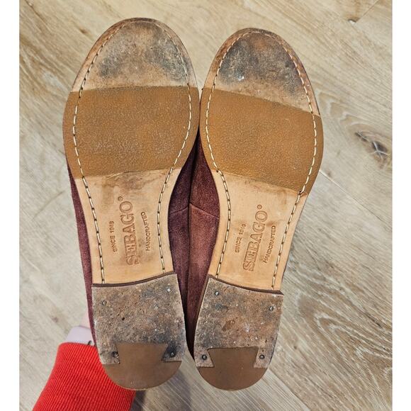 SEBAGO Wine Suede Leather Hutton Smoking Flat sz 6M Classic Minimalist Basic - Picture 6 of 9